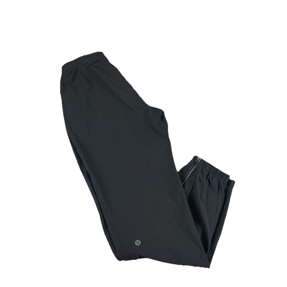 Lululemon Surge Jogger Mens Small Black Zip Ankle Reflective Logo Tapered